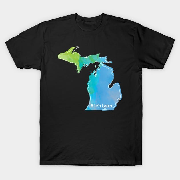 Michigan Watercolor Outline T-Shirt by UnderwaterSky